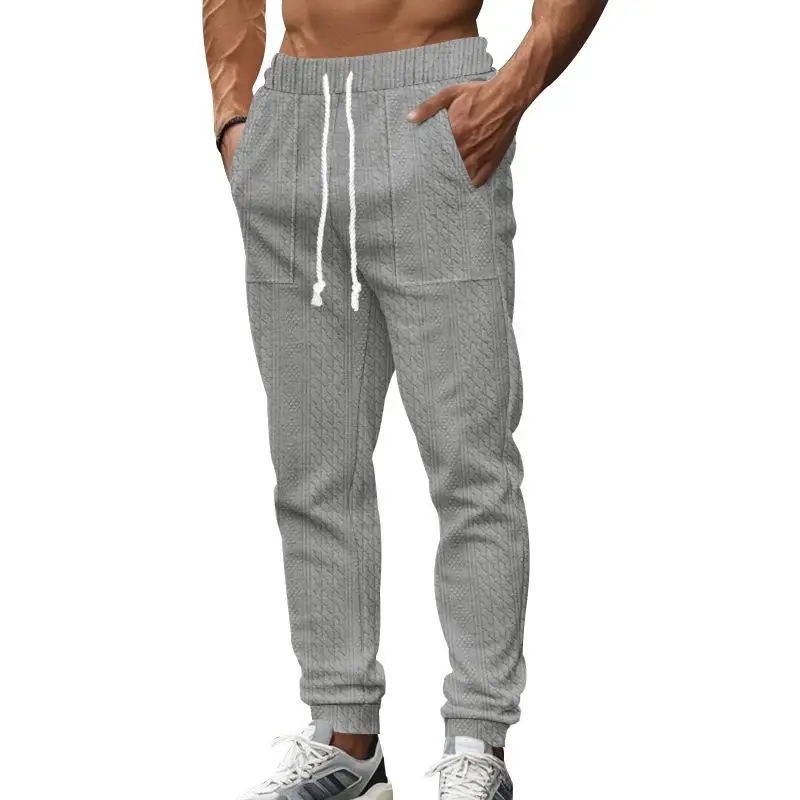 Casual perna reta calças compridas masculino personalizado dstring tearable outono inverno cor cáqui blo carta modelado lazer