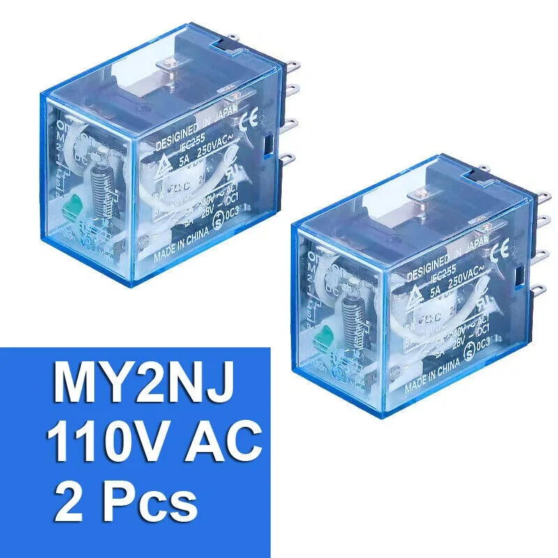 US Stock 2x DPDT MY2NJ MY2N-J HH52P JZX-22F 110V 120V AC Coil Power Relay 5A CE