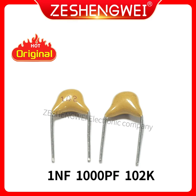 100PCS Monolithic Capacitors 1NF 1000PF 102 50V Pin Pitch 5.08MM±20%