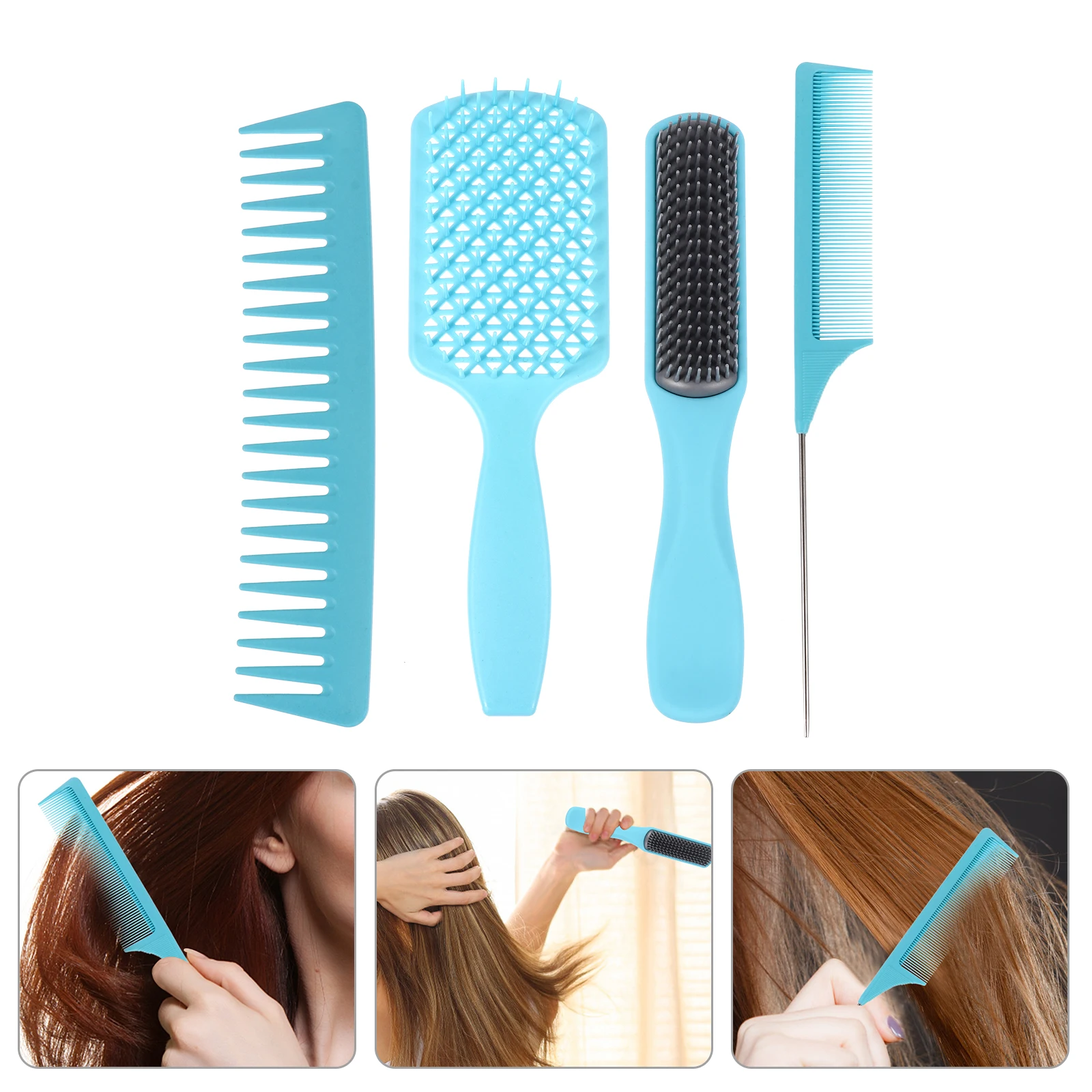1 set 1 Set Pcs Plastic Hair Comb Kit Wet Dry Use Scalp Massage Detangling Smoothing Salon Quality Plastic Comb Styling