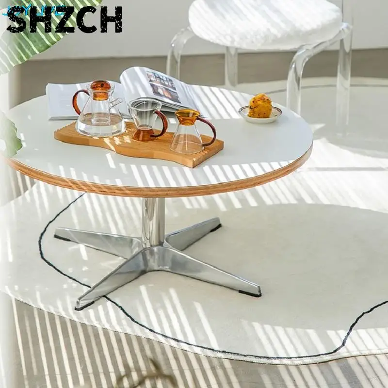 JOYLIVE Casual Side Table Coffee Table Stainless Steel Simple Solid Wood Small Round Table Home Use 2025 New Hot Dropshipping
