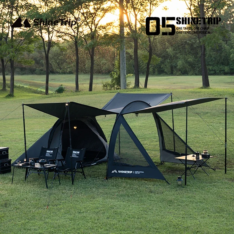 【美品】Shinetrip-多機能トンネルテント　ブラック 多機能シントリップトンネルキャンプテント、軽量シェード、日焼け止め