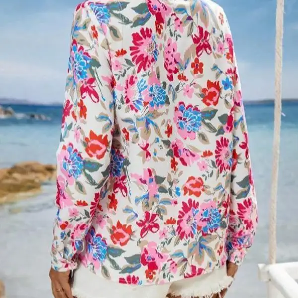 Floral impressão longa sve irt feminino casual ajuste cross-border novo sle ort calças outono temporada sete sve camiseta