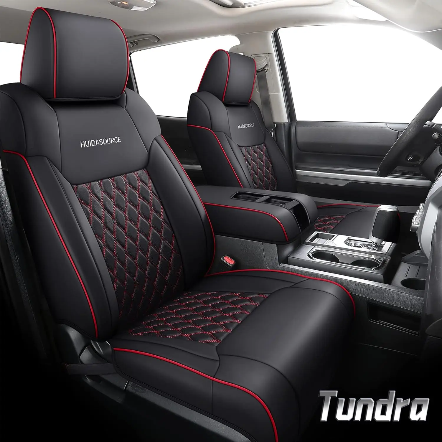 

Tundra Seat Covers, Front & Rear Leather Car Seat Cover, Waterproof Car Seat Cushion Protector Fit for 2014-2021 Toyota Tundra C