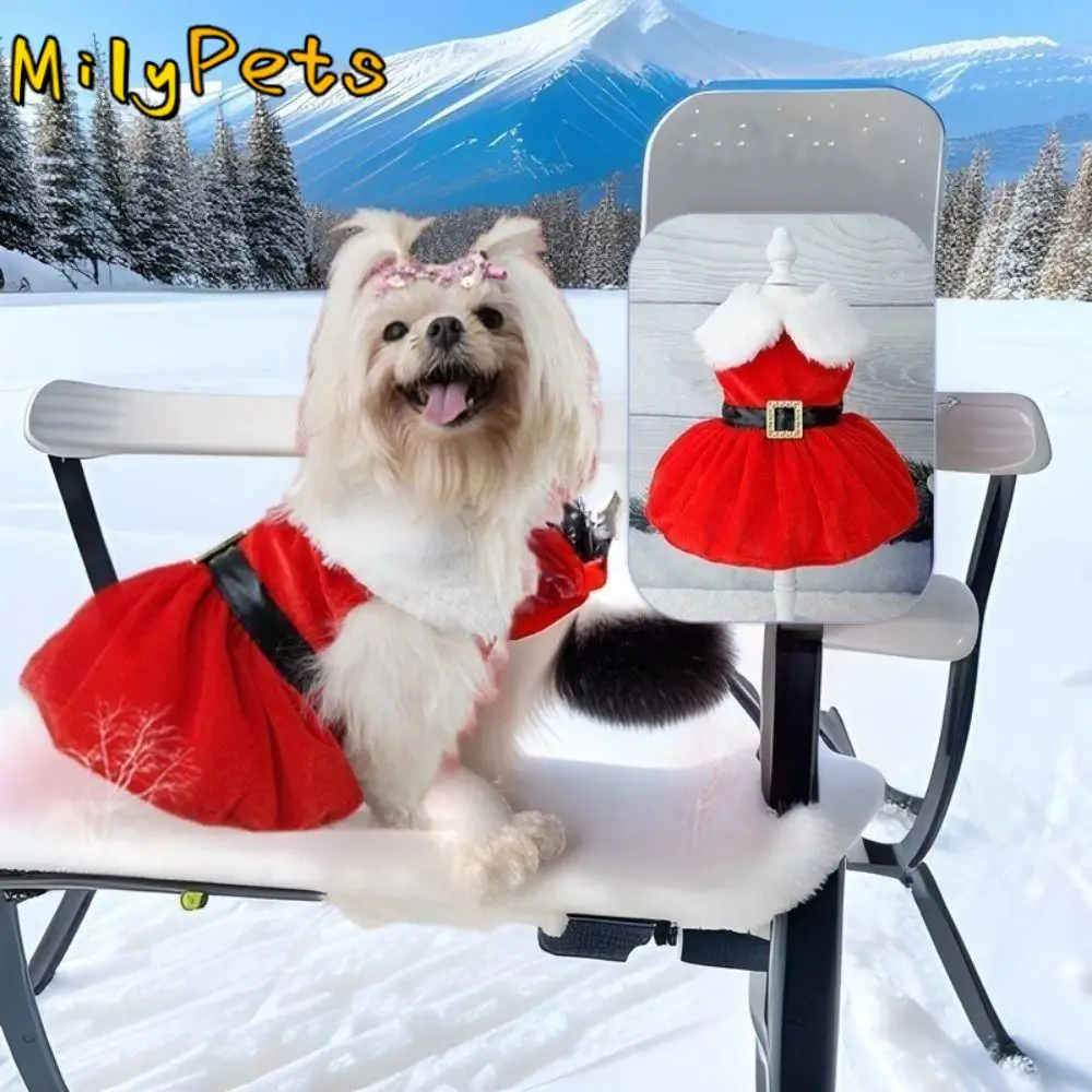 

Pet Outfit Cute Santa Claus Dog Skirt Breathable Soft Dog Winter Clothes Warm Cats Christmas Dress for Puppy Kittens