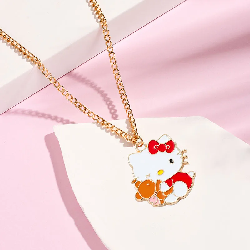 Miniso Sanrio Golden Necklace Clampsia Chain Female Student Temperament Versatile Cartoon Pendant Alloy Accessories Necklace