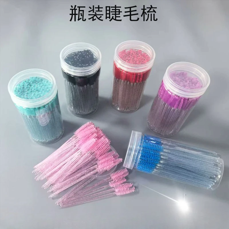 50/100Pcs Disposable Eyelash Extension Mascara Wand Glitter Micro Lash Brushes Spoolie With Container Case Bendable brush head