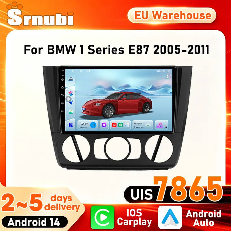 Autoradio multimédia avec écran tactile 2 Din pour BMW Série 1 E87 2005 à 2011, avec navigation GPS, CarPlay, Android Auto, WIFI 5 GHz, 4G, Bluetooth 5.4