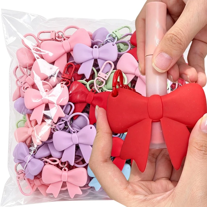 Clip‑on Silicone Lip Balm Holder Keychain Portable Lip Gloss Tube Bracket Stand Sweet 3d Lipstick Storage Key Ring Accessory