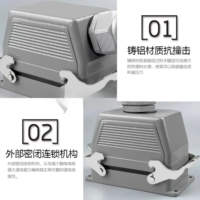 Applicable to Rectangular Heavy Duty Connector Aviation Plug Socket 48 Pin HDC-HE- 048-1/2/3/4-F/M 16A