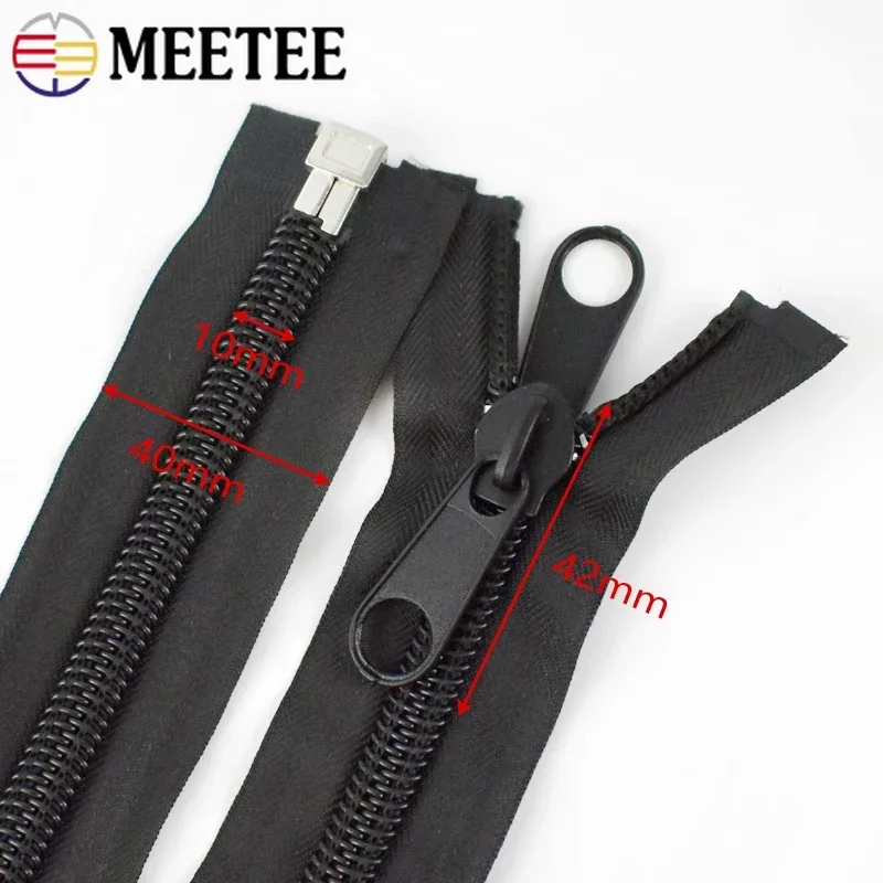 1Pc 10# 80-300cm Black Nylon Double Side Zippers Open-End Long Zipper Outdoor Tent Jacket Zips DIY Sewing Repair Kit Accessories