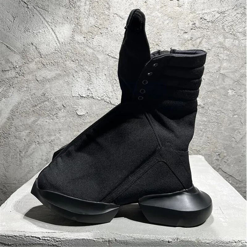 Black Man Ankle Boot Thick Bottom Men Designer Boot Zipper Male High Boots