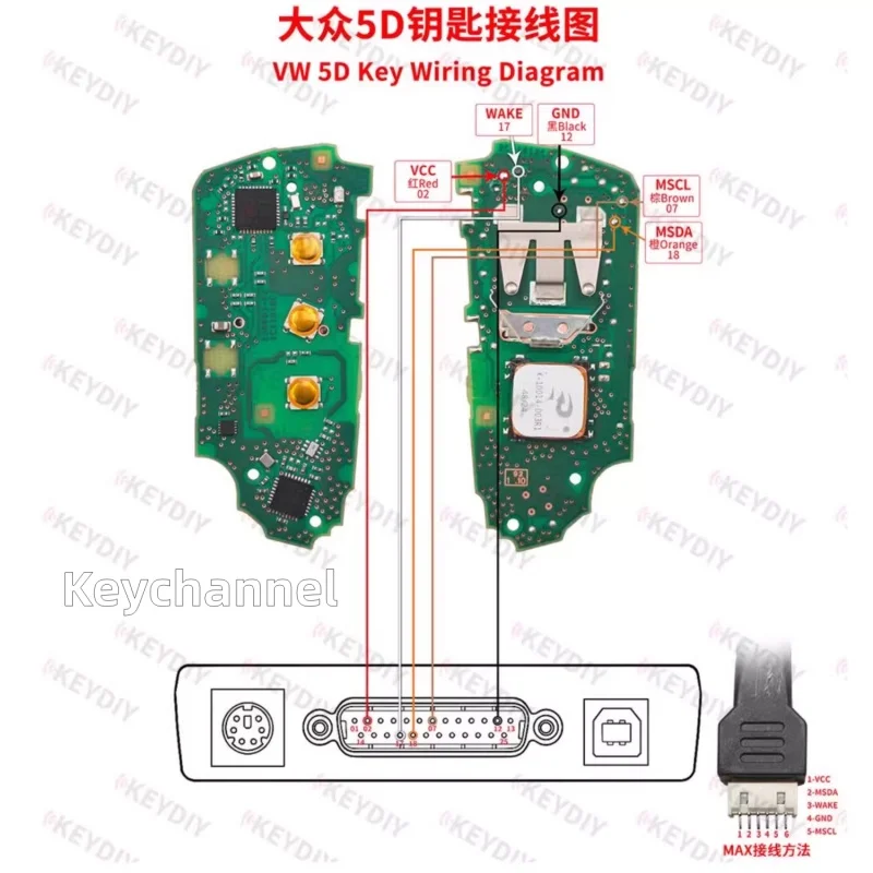 1 pz Cavo di programmazione chiavi DB25 Adattatore BDC2 BDC3 BCP 5C 5D per BMW G, VW, Skoda, Audi MQB49 5C 5D Aggiungi Chiave per KD X4