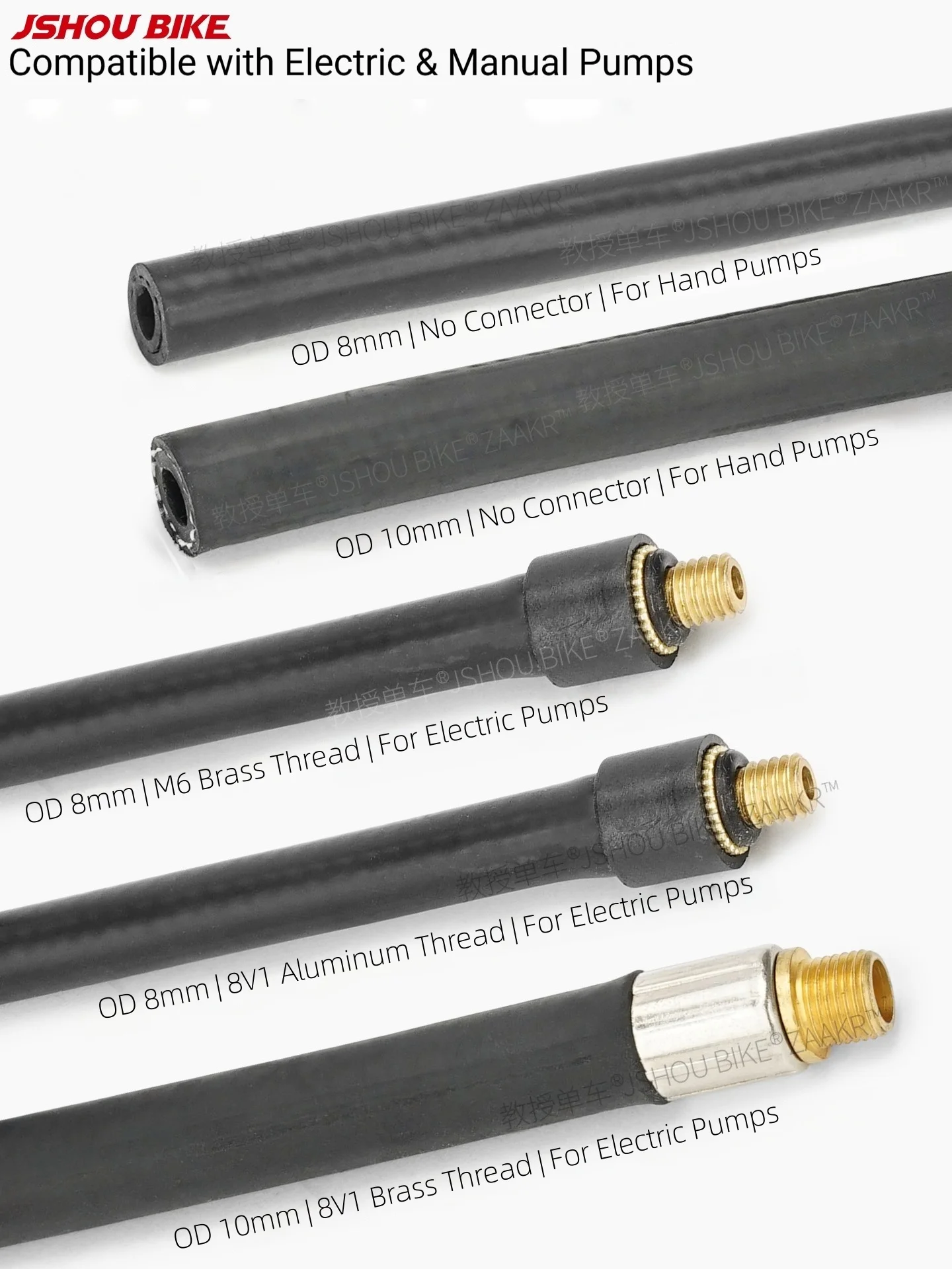JSHOUBIKE High Pressure Extended Inflation Hose, Pump Repair Replacement Parts, OD8mm/10mm, Fits Manual & Electric Bike Pumps