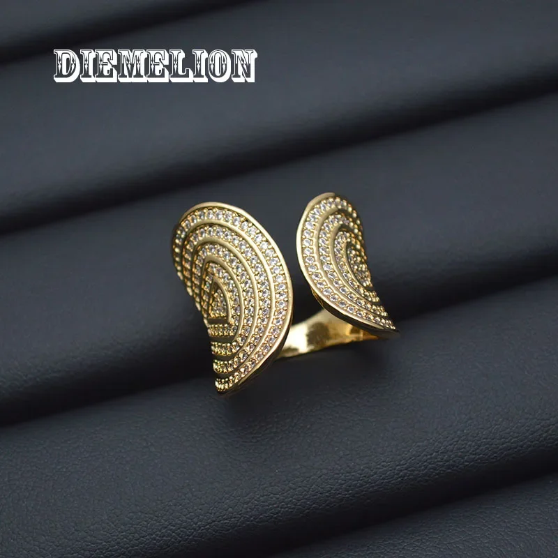 Luxury Two Tone Full Pave Cubic Zirconia Rings for Women Big Wide Open Rings Wedding Party Newly Design Modern Fashion Jewelry