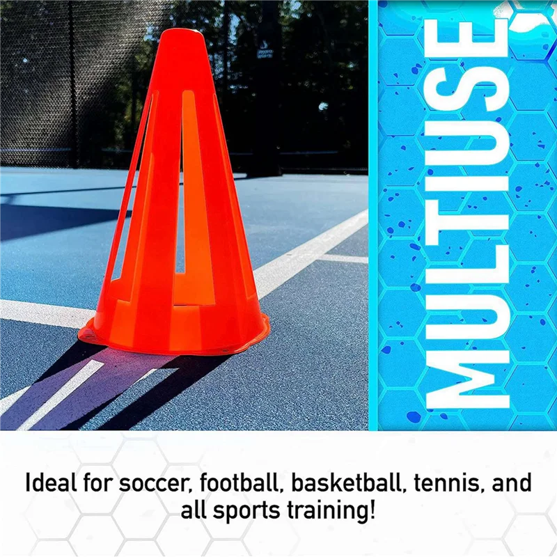 NALFI-8X Plastic Cones - Mini Sports Cones For Drills + Practice - Flexible Orange Goal Cones For Training + Games - 9 Inches