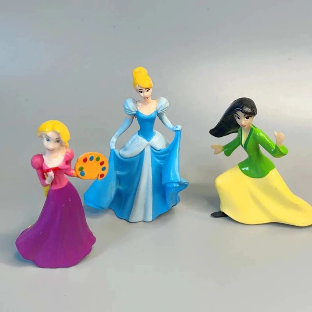 Disney Snow White Jasmine Princess Long Hair Elsa Doll Toys Pvc Anime Figurine Model Desktop Decoration Cake Ornaments Girl Gift