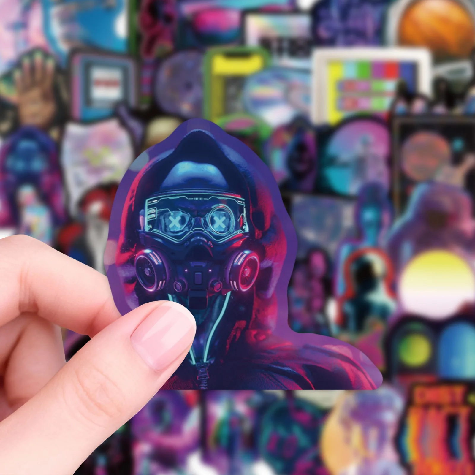 10/30/50Pcs Cyberpunk Vaporwave Self Adhesive Paper Stickers Sci-Fi Decals Scrapbook Stationery Waterproof Laptop DIY Decor Pack