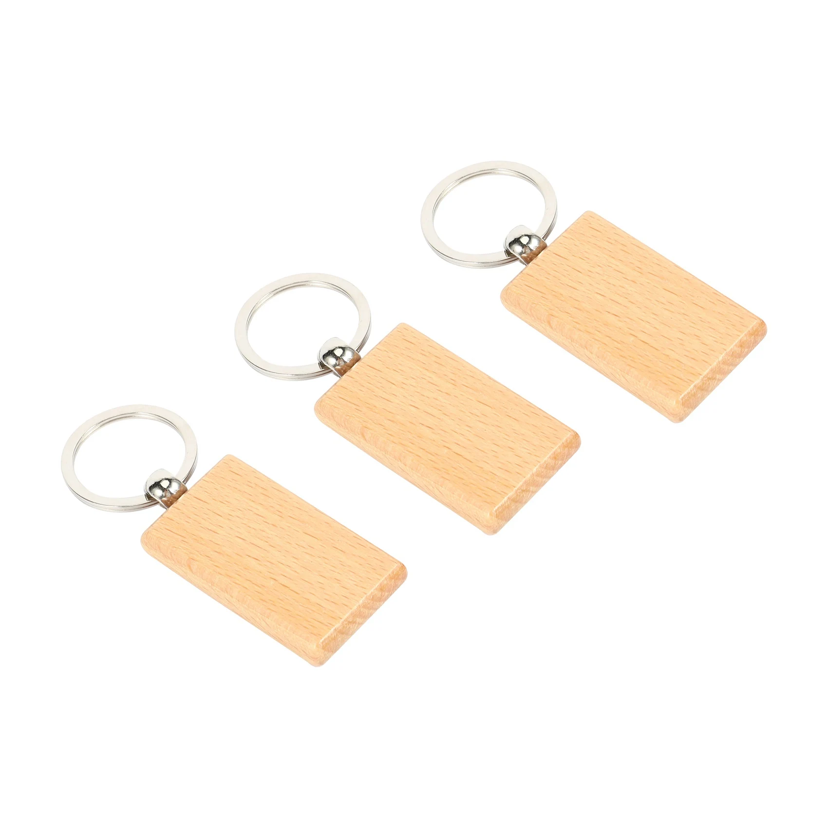100Pcs Blank Wooden Key Chain DIY Wood Keychains Key Tags Gifts Yellow Rectangle