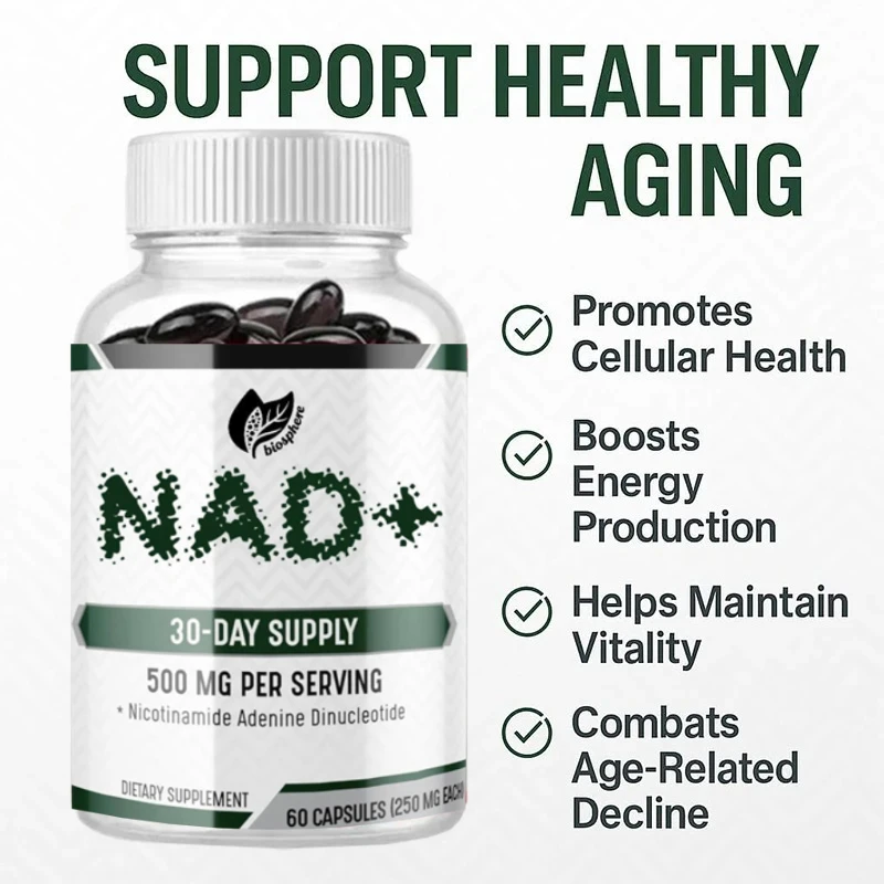 NAD Supplement, 500mg High-efficiency Nicotinamide Nucleoside, Vegetarian, Non GMO, 60 Capsules