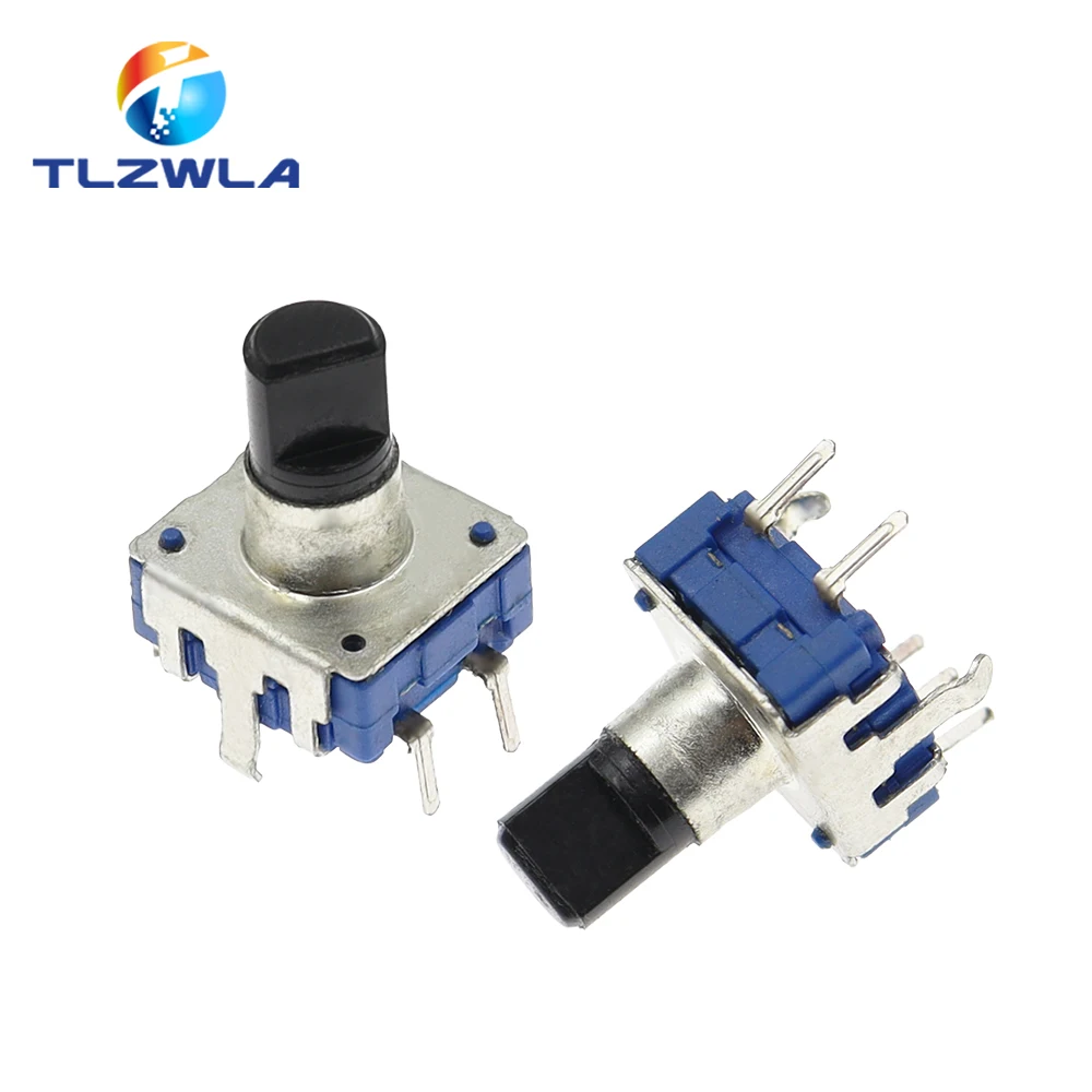 5PCS 360 Degree Rotary Encoder EC12 RE12 Audio Encoder Coding 5Pin 24 Position With Push Button Switch Handle Length 12.5MM