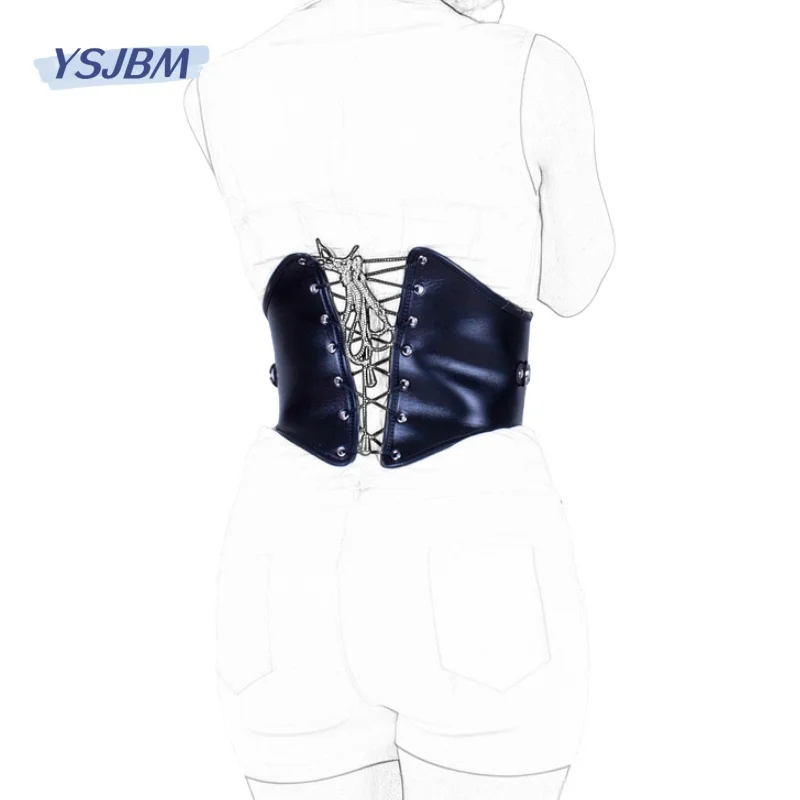 YSJBM Erotic Leather Corset Sex Toys with Fetish Slave Restraint Waist Costume for Women BDSM Bondage Sexy Lingerie Accessories