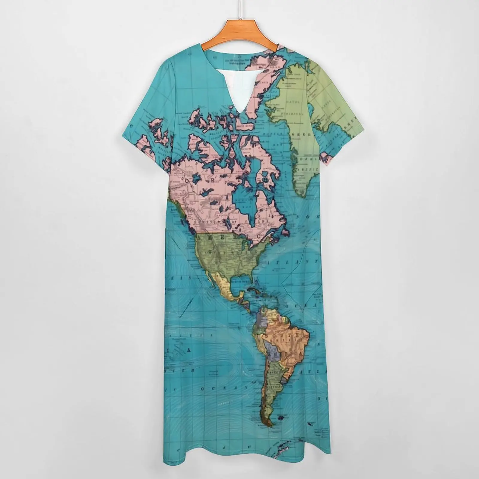 World Map Dress Vintage Map of The World 1897 Vintage Maxi Dress Boho Beach Long Dresses Summer Short Sleeve Custom Clothing