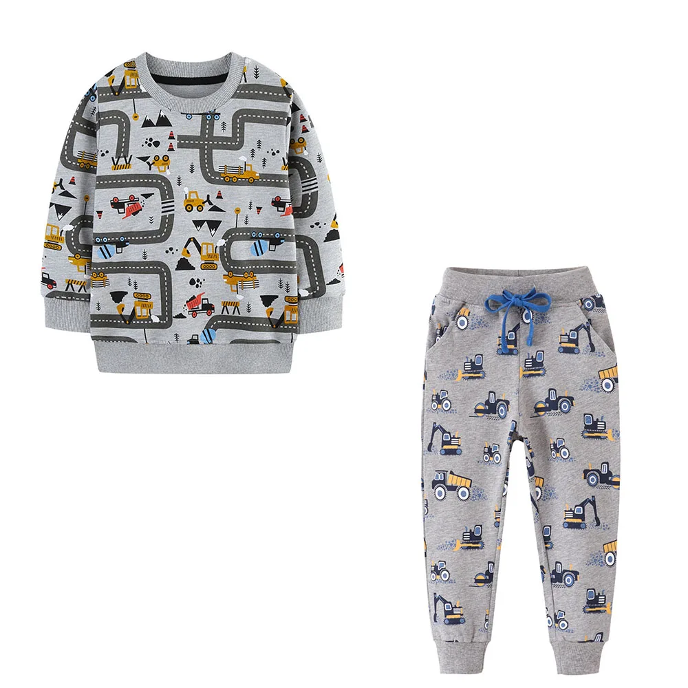 

Комплекты из 2 предметов для автомобилей, осенне-весенние комплекты одежды для мальчиков, толстовки + спортивные штаны, хлопковые комплекты детской одежды с длинными рукавами