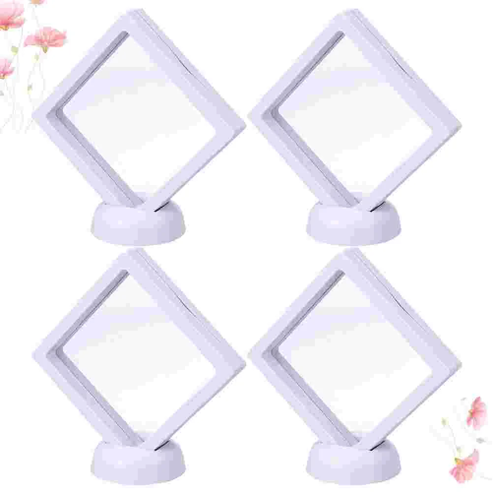 8pcs Simple Jewelry Display Box Creative Jewelry Display Rack Jewelry Showing Case for Shop Mall - White (4pcs Display Case +