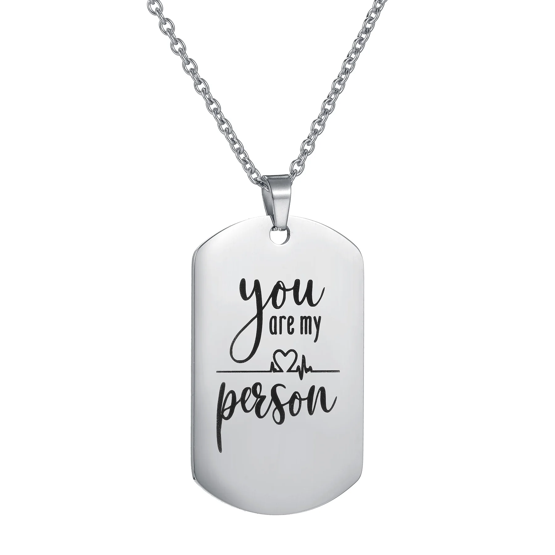 MeMolissa New Fashion Stainless Steel Dog Tag Pendant Necklace For Women Men Punk Metal Color Letters Army Tag Necklace Jewelry view 4