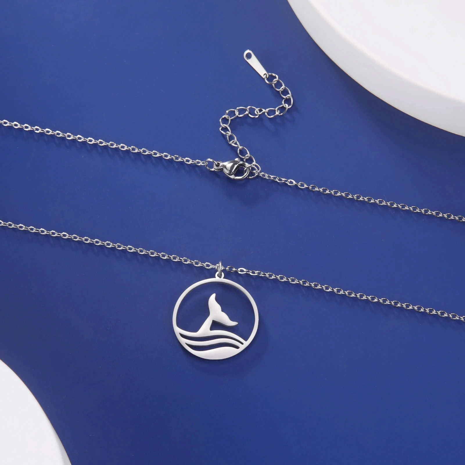 COOLTIME Sea Wave Necklace for Man Women Ocean Beach Surfer Charms Collar Stainless Steel Pendant Necklaces Jewelry Gift