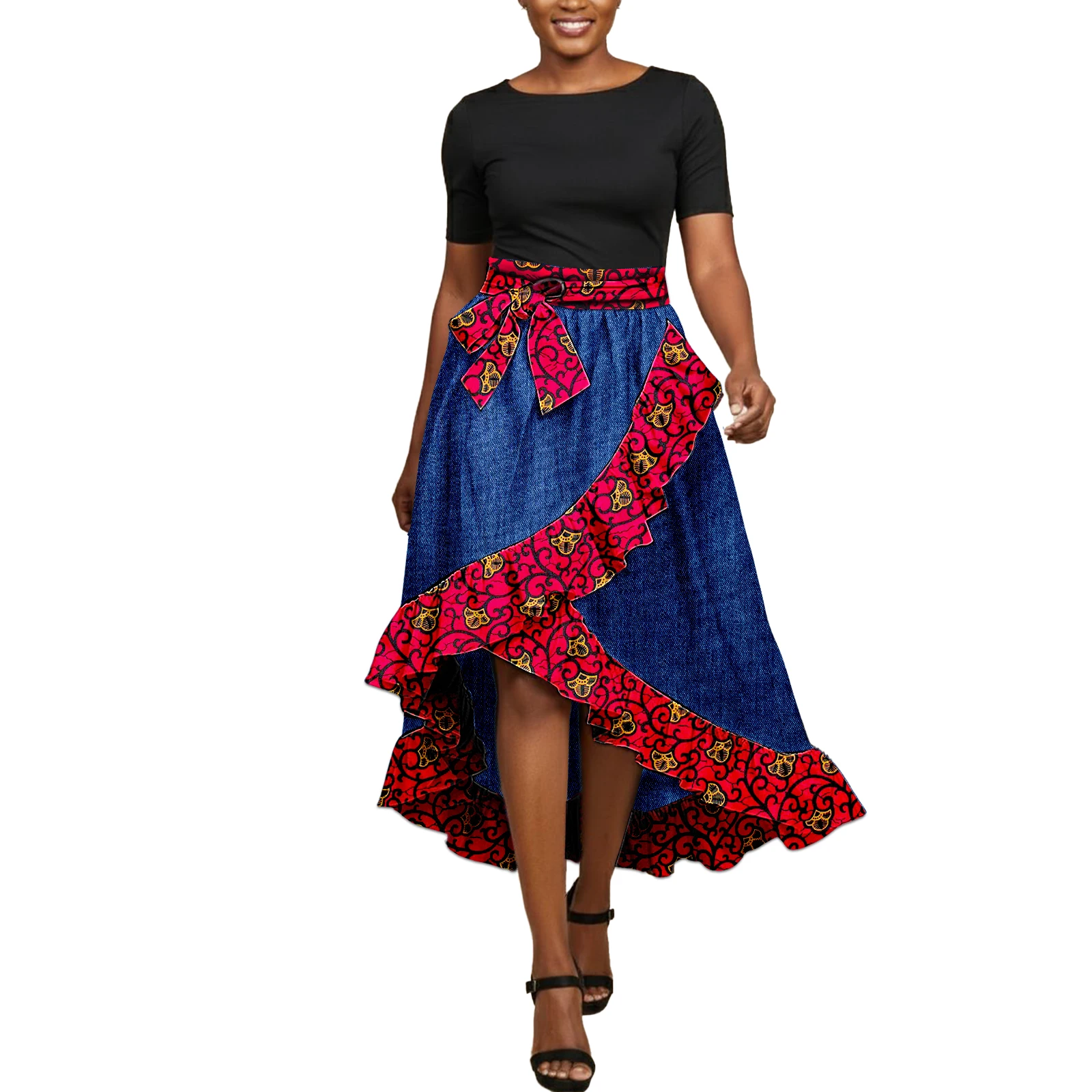 

SEA&ALP Африканская юбка для женщин Dashiki Kente с принтом в стиле пэчворк, элегантное женское платье с высокой талией