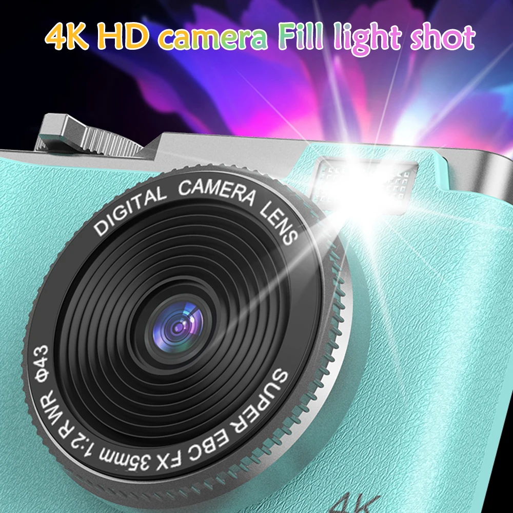 كاميرا رقمية HD 1080P 64MP كاميرا مزدوجة أمامية وخلفية مع تكبير 16x كاميرات ريترو مضادة للاهتزاز للأطفال والفتيات المبتدئين