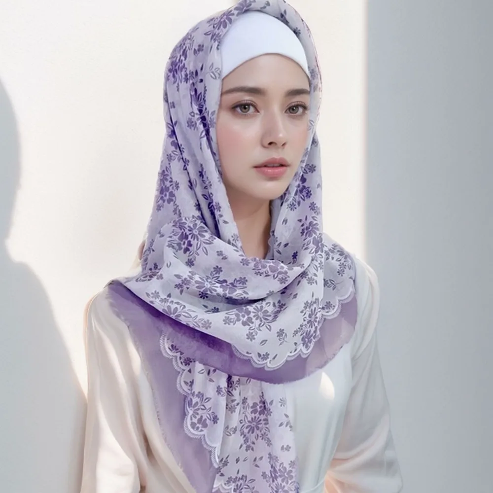 Nieuwe Print 110 cm Vierkante Voile Sjaal Katoen Moslim Hijab Maleisische Gedrukt Wrap Damesmode Hoofddoek Sjaal