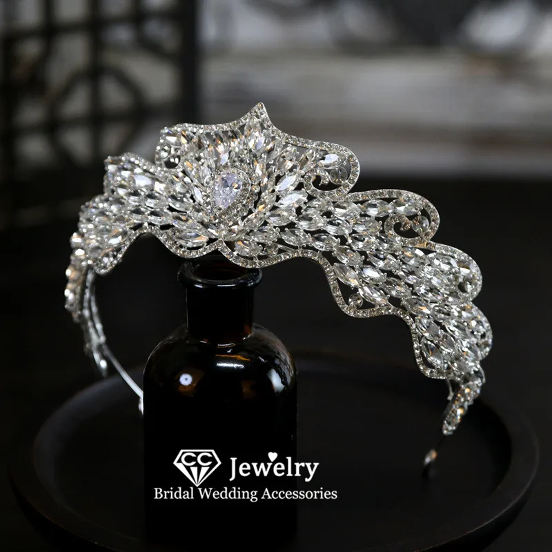 

Свадебная корона CC Bridal, женские аксессуары для волос, свадебные повязки на голову, украшения для волос на помолвку, 100% ручная работа, тиары и короны в стиле барокко, подарок AN484