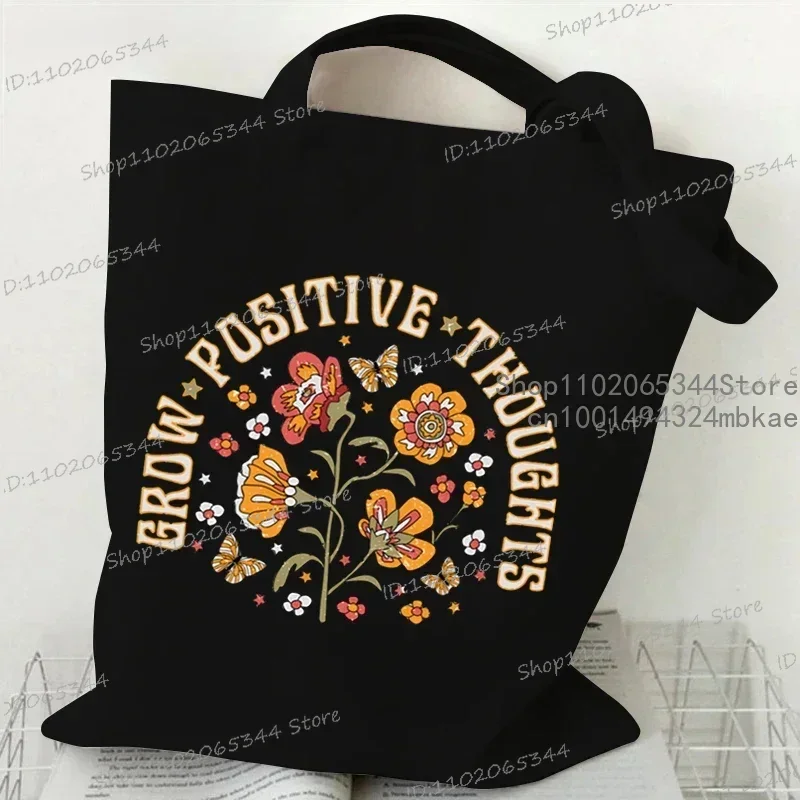 Torba na ramię w stylu boho w kwiaty Vintage Plant Shopper Handbag Fashion Canvas dla kobiet Girls Student Graphic Flower Shoulder Bag — zdjęcie 6