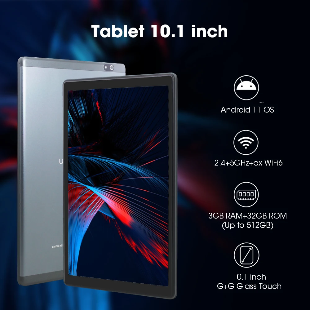 10.1'' Tablet Android 11 1280x800 IPS Kids Tablets A133 Children's Tablet Quad Core Dual Wifi BT5.0 6000mAh 3GB 32GB Used Tablet