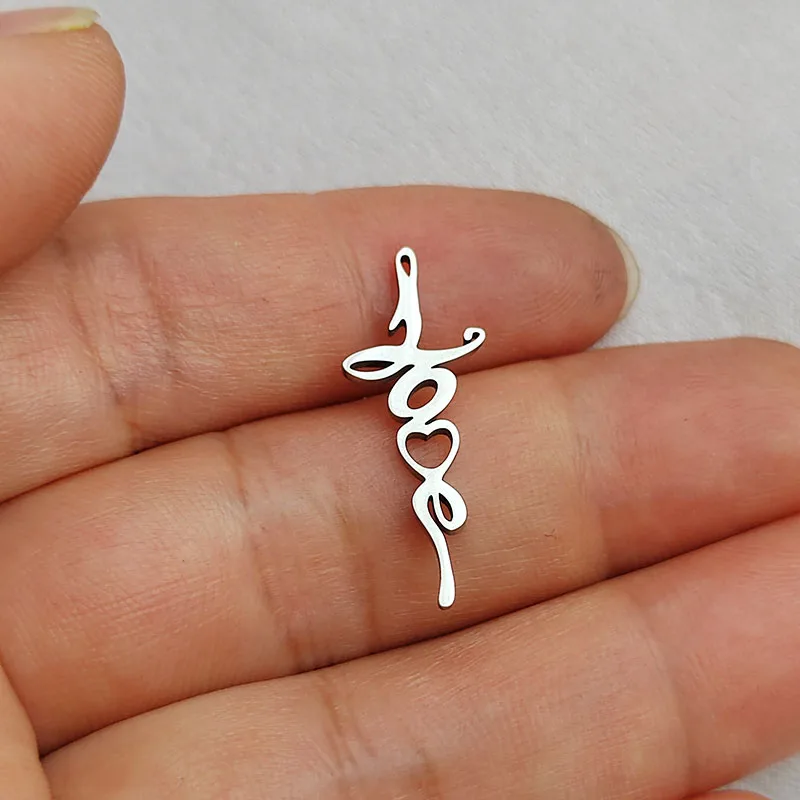 Wholesale 10pc/lot DIY Love Letter Cross Stainless Steel Charms Pendant Making Jewelry Parts Customized Items Are Welcomed