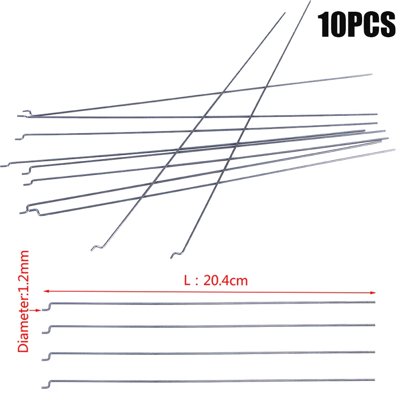 10pcs Z-type Steering Gear Lever Diameter 1.2mm Length 20cm Stainless Steel Pull Rod Servo Lever for RC Airplane part