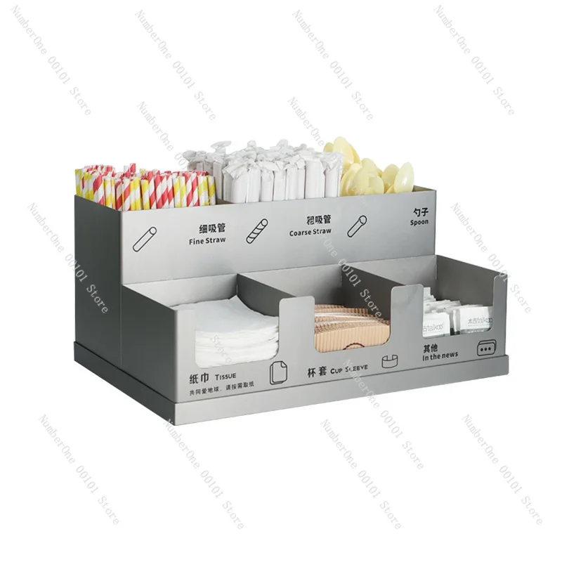 Stainless steel tissue box: commercial bar storage box, suitable for coffee shop straws