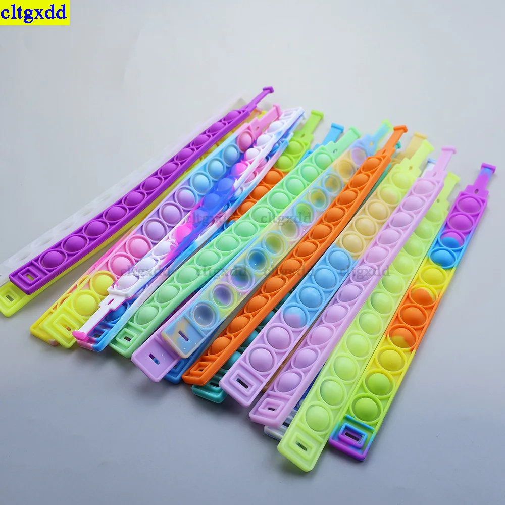Cltgxdd 1 조각 실리콘 버블 웨어러블 팔찌 장난감 세트 팔찌 푸시 버블 어린이와 성인을위한 감각적 스트레스 릴리프 장난감