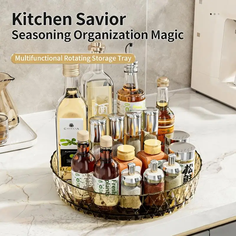 360° Rotating Rack,multifunctional Storage Turntable For Kitchen Countertops,spice Storage Rack,living Room Desktop Storage Tray