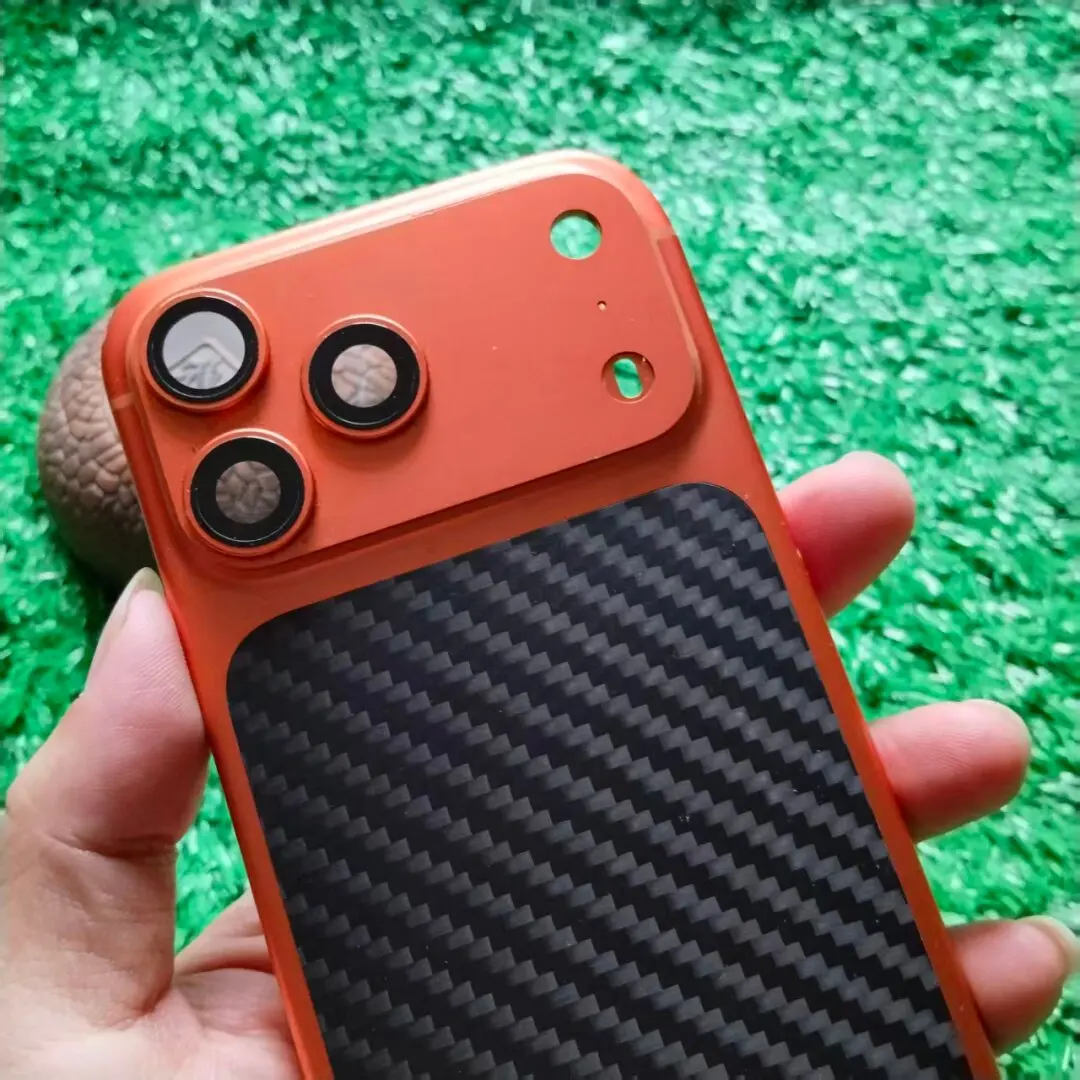 Big Hole Carbon Fiber Back Housing Replacement Rear Cover Assembly For iPhone 17 Pro Max 17 Modified Back Panel With Toolkits
