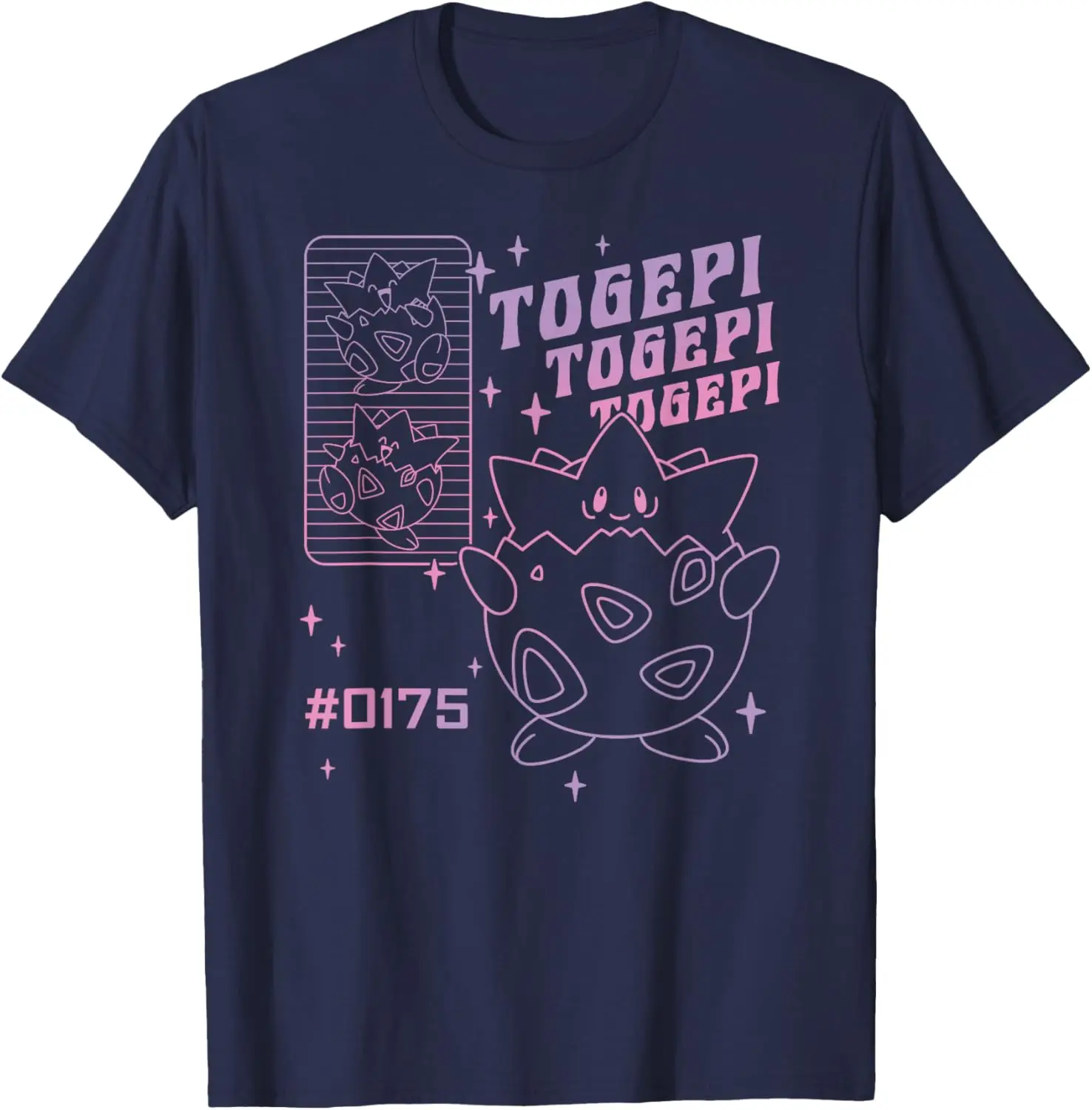 Pokémon Togepi Vintage Gradient Line Art T-Shirt S-6XL