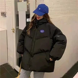 2023 Nieuwe Winter Donzen Katoenen Jas Vrouwen Stevige Dikke Warme Capuchon Parka 'S Jas Dames Casual Losse Mode Zwart Witte Outwear