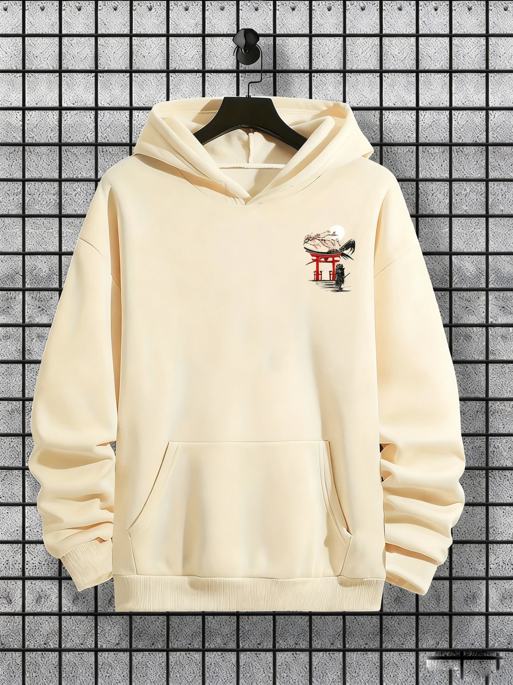 سويت شيرت بقلنسوة مشمش مخصص للخريف/الشتاء للرجال | توري الساموراي النمط الياباني #3