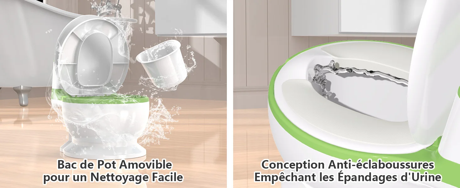 Babytöpfchen mit abnehmbarem Einsatz, leicht zu reinigen, echte Jagdgeräusche, Töpfchentraining-Toilette für Kinder von 1-4 Jahren, grau-rosa – Detail 3