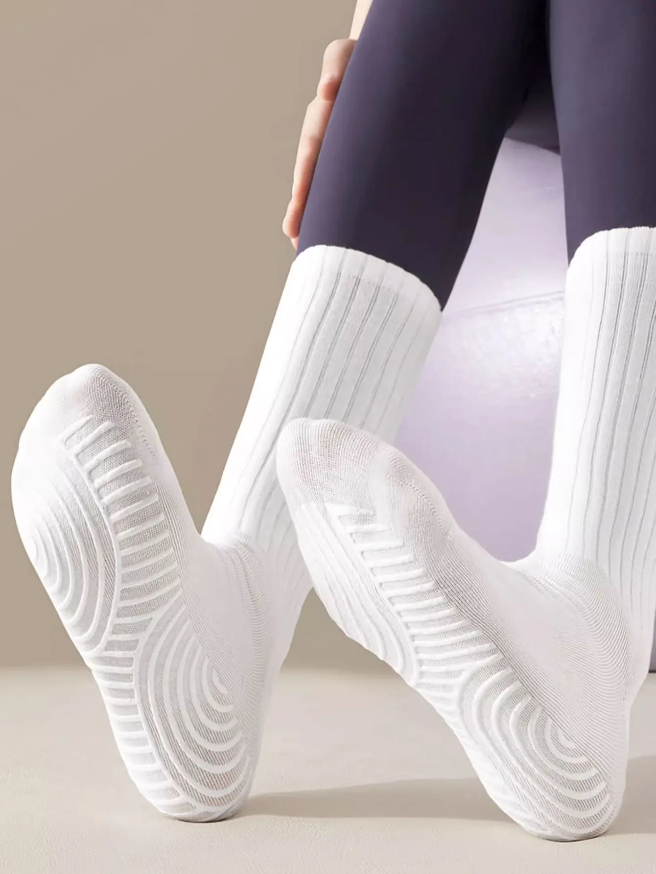 6 pairs of women's yoga socks, non-slip, professional mid-calf Pilates socks, indoor sports floor socks, summer women's yoga socks