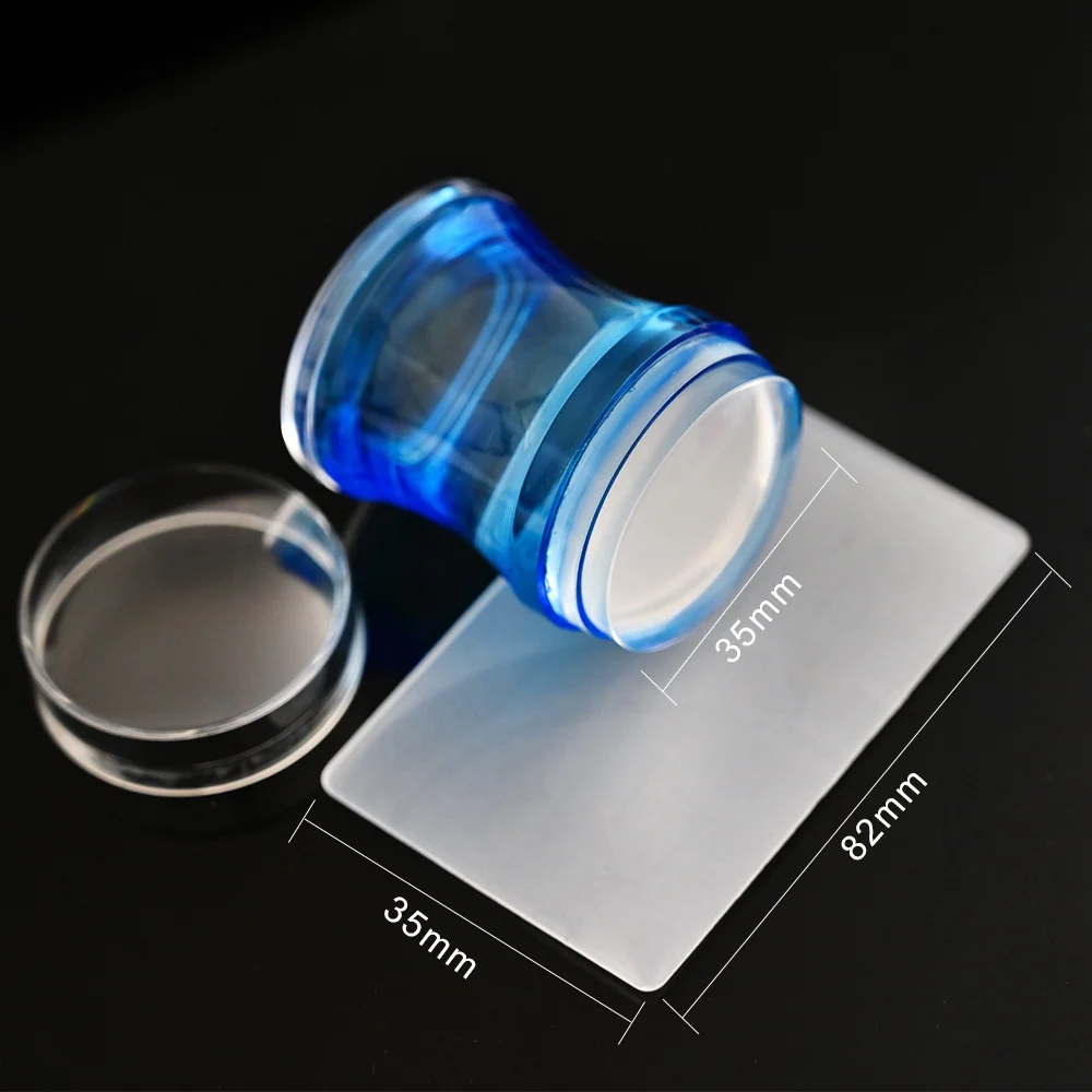 

New Nail Art Silicone Stamp Set - 3.8CM Soft Silicone Head with Scraper, Transparent Color Handle Nail Tool