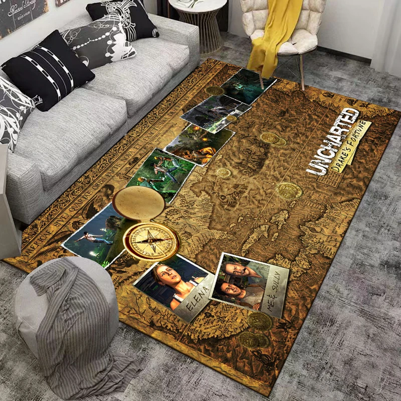 Game-Uncharted Area Rug,Carpet for Home Living Room Bedroom Sofa Doormat Kitchen Decor,Non-slip Floor Mat Home Accessories